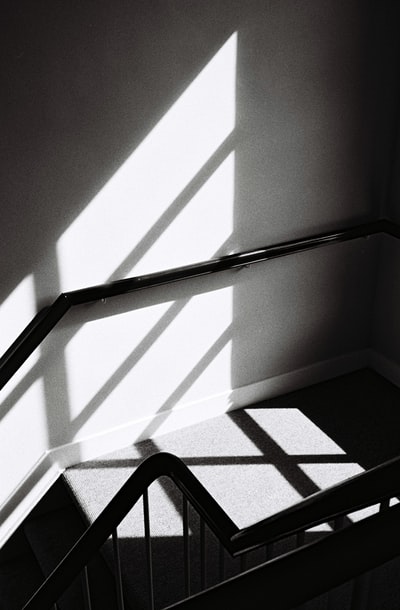 Stair and handrail grayscale images
